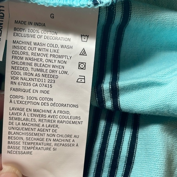 Nautica classic fit aqua with navy blue stripes Polo sz L - Picture 4 of 5